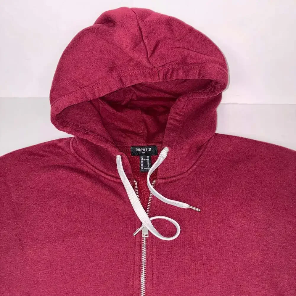 Forever 21 Zip-Up Hoodie Size Men XL Burgundy